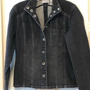 Chico’s Platinum sz 0 black grey jean jacket